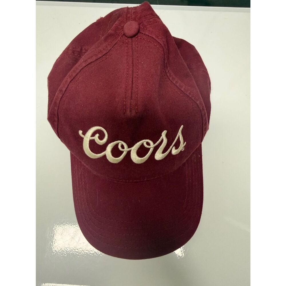 Coors Embroidered Script Baseball Cap Maroon Hat Burgundy LIKE NEW